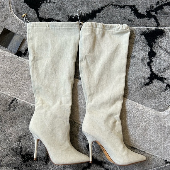 Forever 21 Light Washed Heeled Boots - Picture 1 of 5
